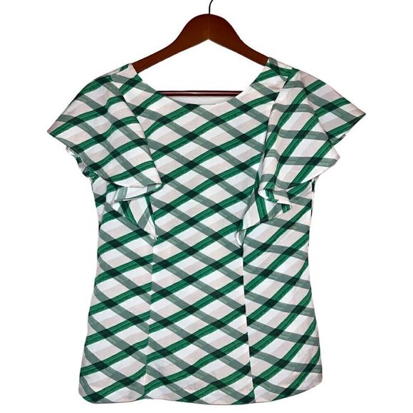 BANANA REPUBLIC Butterfly Sleeve Geometric Print Top Size 4P - Picture 3 of 11